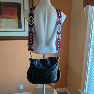 Margot Women’s Black Bag with Geometric Strap Leather Black